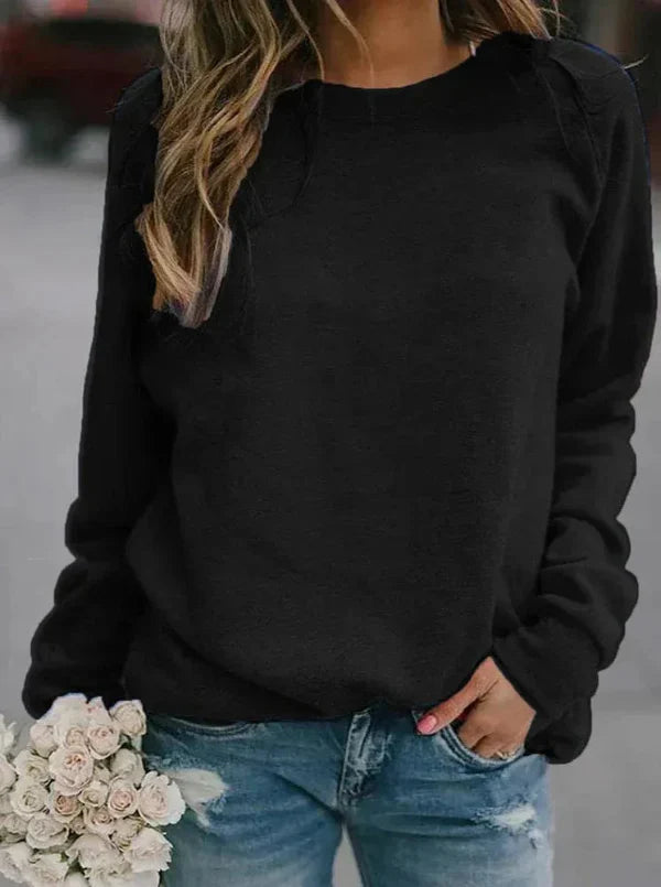 Pull femme – Maille douce – Coupe décontractée – Manches longues – Col rond classique