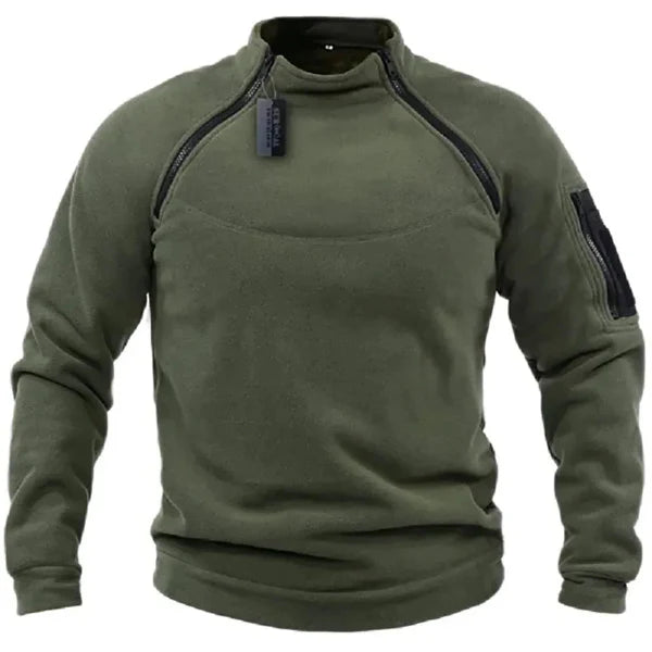 Sweatshirt tactique homme – Coupe regular – Polaire respirante – Col montant zippé