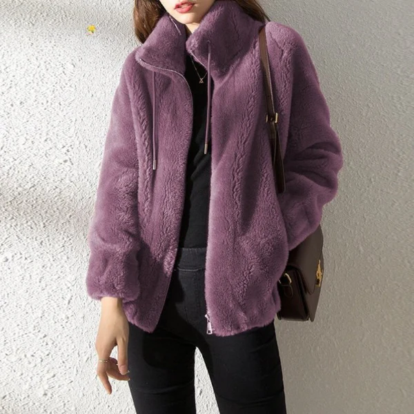 Veste femme – Coupe oversize décontractée – Polaire douce – Réversible avec fermeture zippée