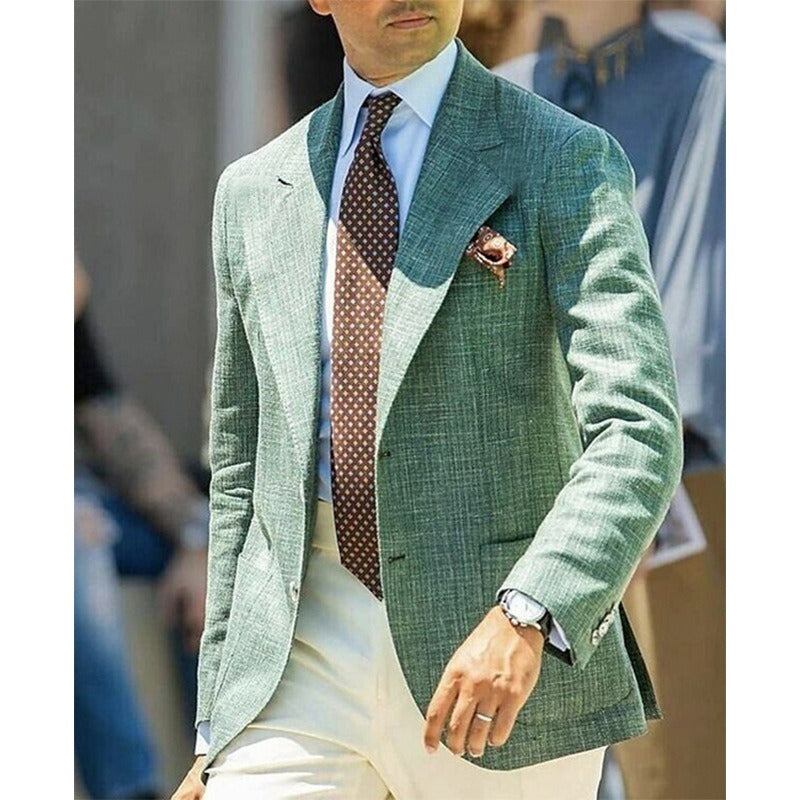 Veste de costume homme – Coupe ajustée – Laine – Deux boutons – Col à revers cranté