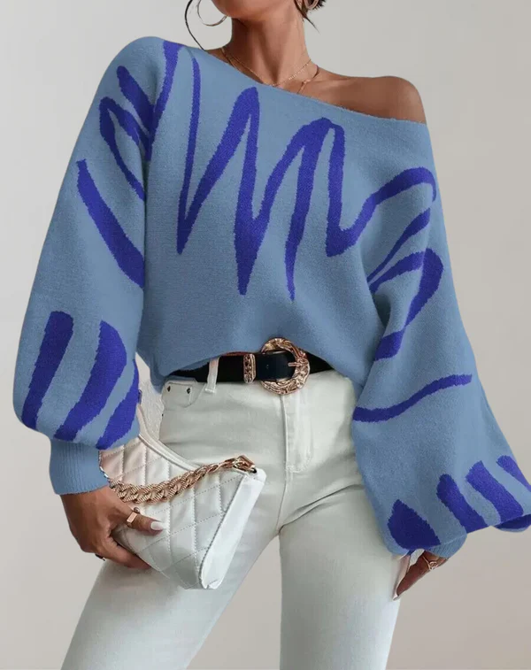 Top femme épaules dénudées – Maille douce – Coupe décontractée – Manches bouffantes – Court