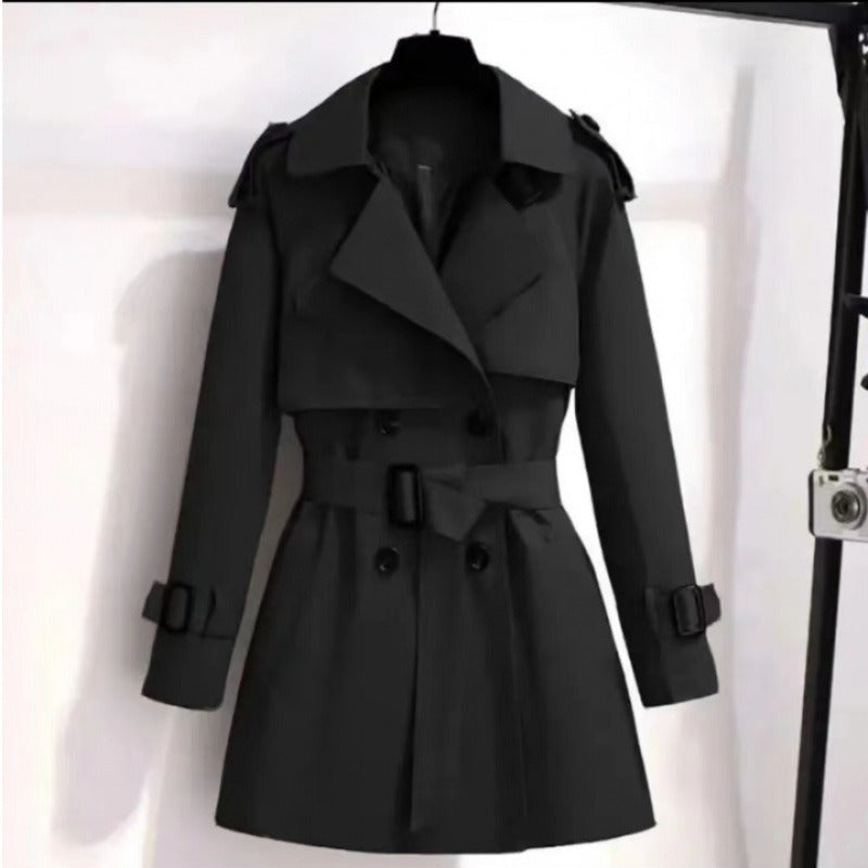 Trench femme – Coupe cintrée – Style officier – Coton – Ceinture ajustable