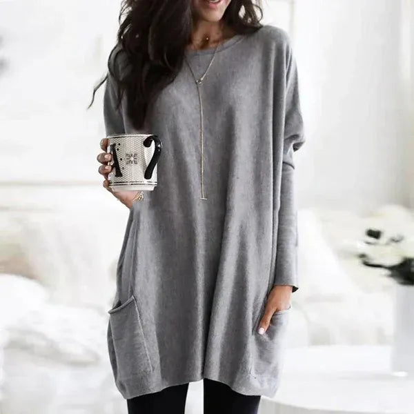 Tunique femme – Coupe oversize – Maille douce – Épaules tombantes – Poches latérales