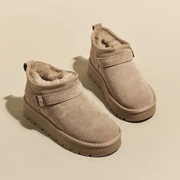 Femme Bottines Cheville - Suède - Semelle Plateforme - Bride Boucle