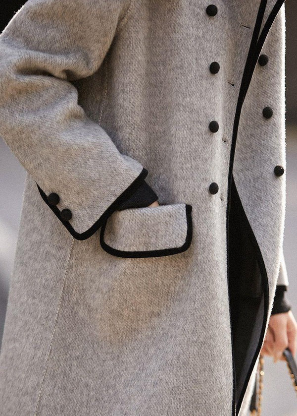 Manteau trench femme – Coupe cintrée – Laine – Patchwork – Double boutonnage