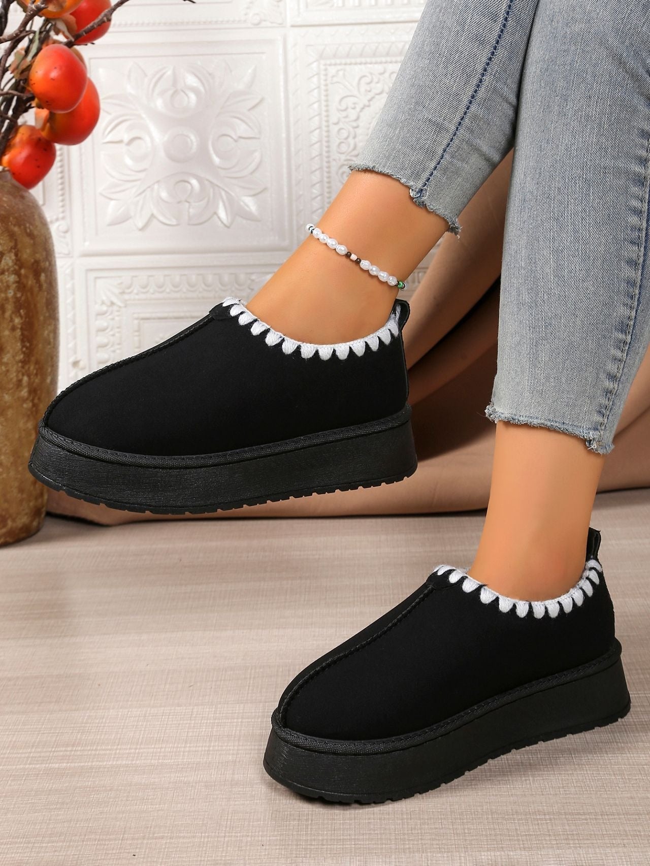 Bottes de neige femme – Coupe cheville – Doublure chaude – Semelle antidérapante