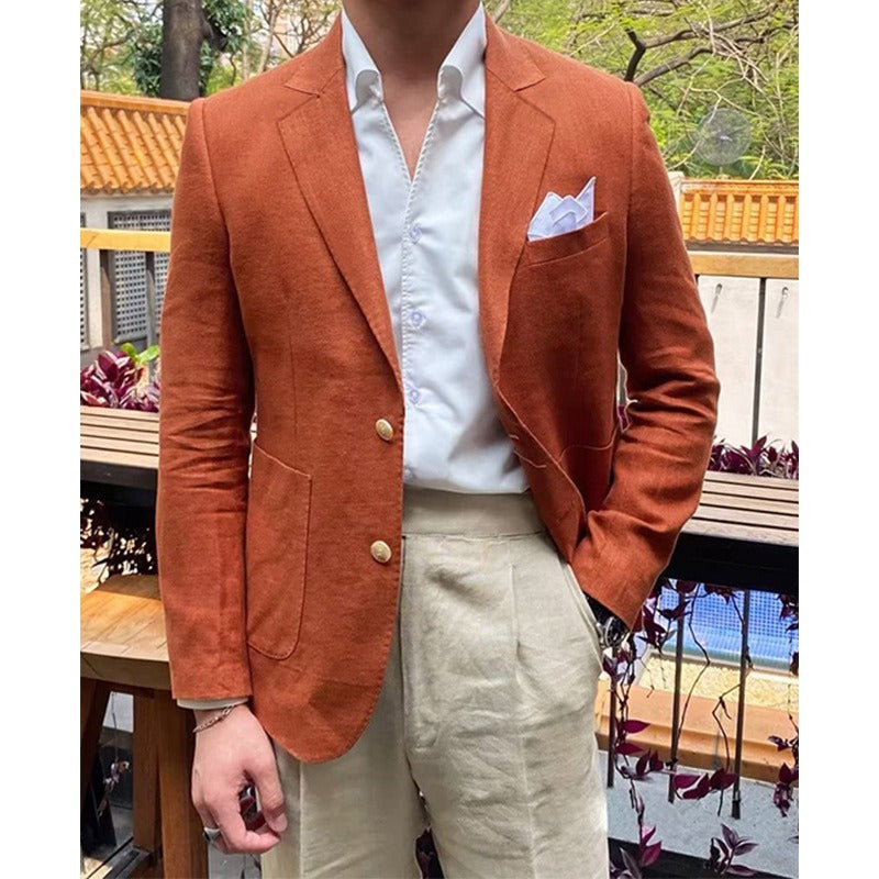Veste de costume homme – Coupe ajustée – Laine – Deux boutons – Col à revers cranté