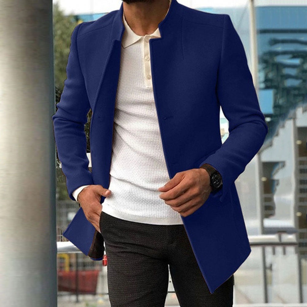 Manteau homme – Coupe slim – Laine – Col mao – Longueur mi-hanche – Style habillé