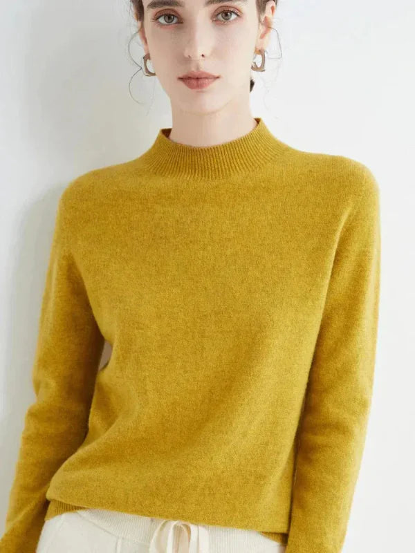 Pull femme – Coupe droite – Laine douce – Manches longues – Col rond côtelé