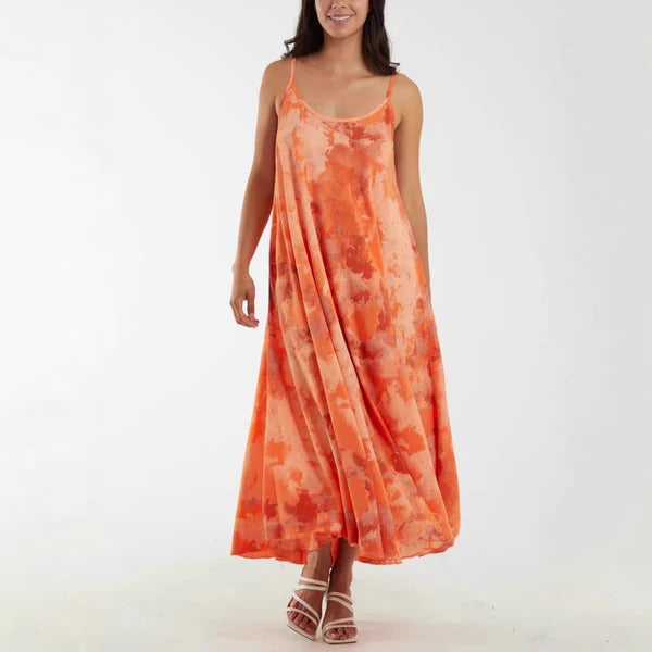 Robe longue femme – Coupe fluide – Bretelles réglables – Tissu léger respirant