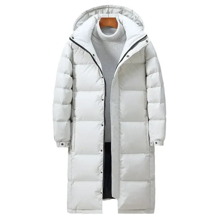 Manteau long homme – Doudoune oversize – Capuche ajustable – Coupe-vent matelassé