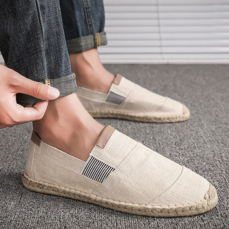 Homme Espadrilles Slip-On - Tissu Tissé - Coupe Décontractée - Basse