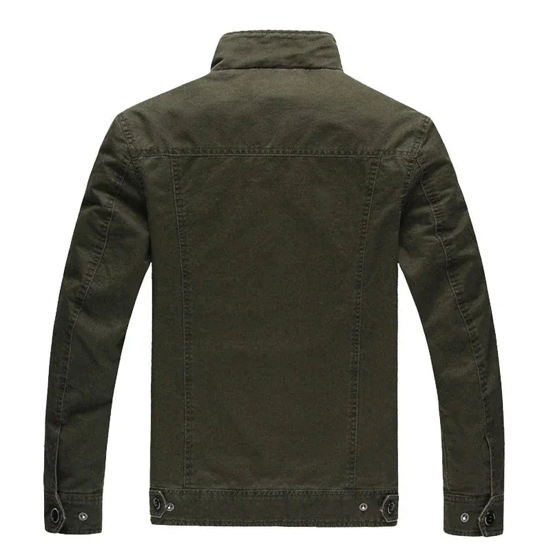 Blouson biker homme – Coupe structurée – Coton – Épaulettes – Poches à rabat – Patches