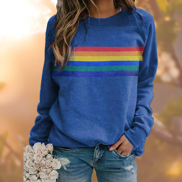 Pull femme – Coupe ample – Maille douce – Col rond – Rayures décontractées