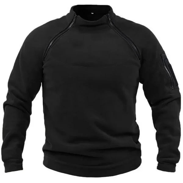 Sweatshirt tactique homme – Coupe regular – Polaire respirante – Col montant zippé