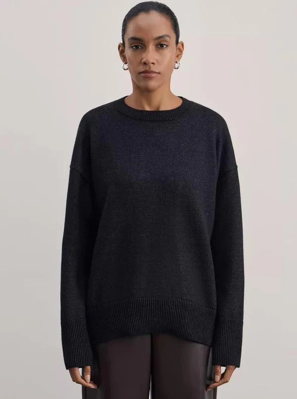 Pull femme – Maille douce – Coupe ample – Col montant – Manches longues