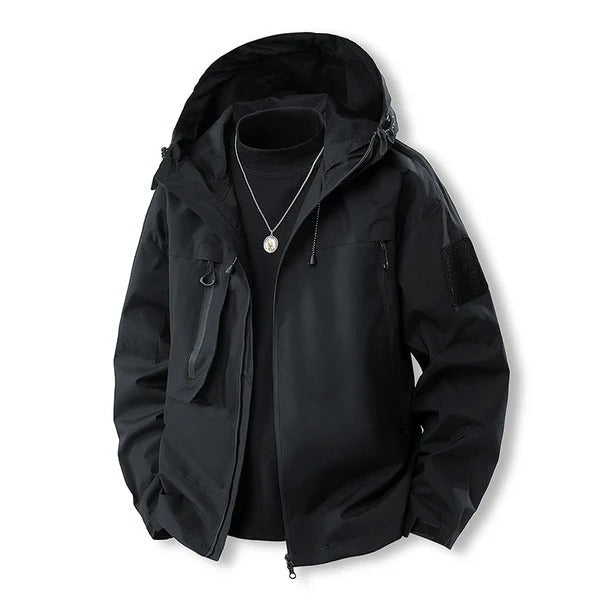 Veste homme outdoor – imperméable respirante – capuche réglable – poches à rabat