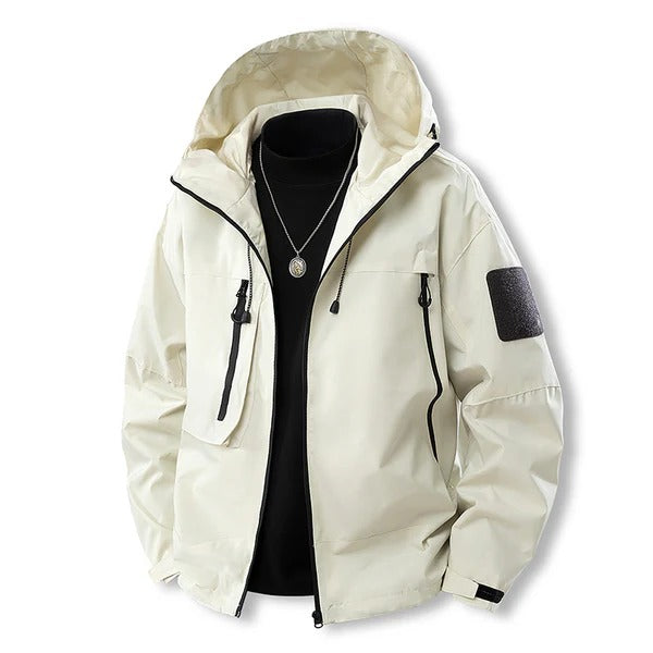 Veste homme outdoor – imperméable respirante – capuche réglable – poches à rabat