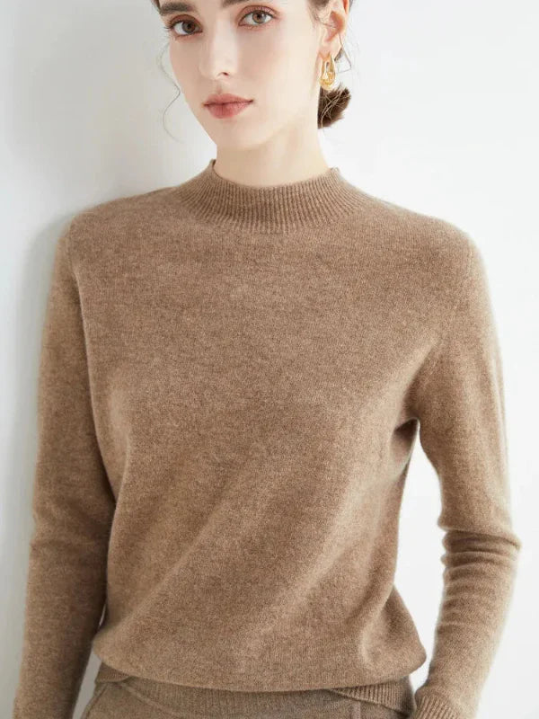 Pull femme – Coupe droite – Laine douce – Manches longues – Col rond côtelé