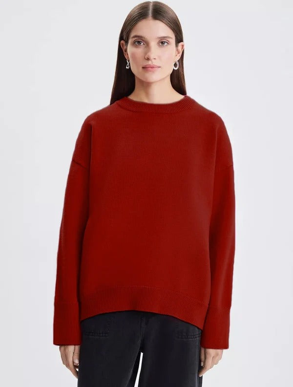 Pull femme – Maille douce – Coupe ample – Col montant – Manches longues