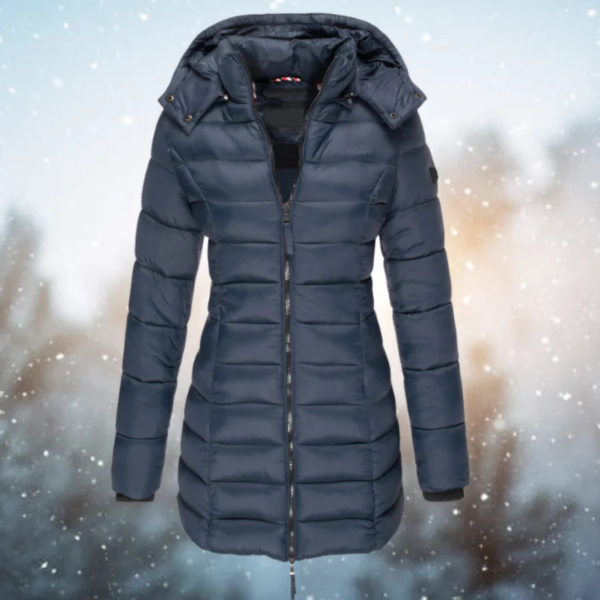 Manteau long femme – Doudoune cintrée – Capuche amovible – Déperlant chaud