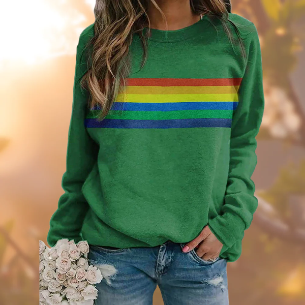 Pull femme – Coupe ample – Maille douce – Col rond – Rayures décontractées