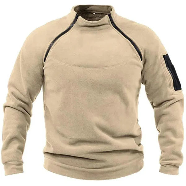 Sweatshirt tactique homme – Coupe regular – Polaire respirante – Col montant zippé