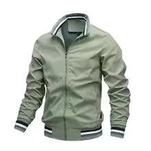 Blouson homme – Coupe décontractée – Style bomber – Tissu déperlant – Finitions côtelées