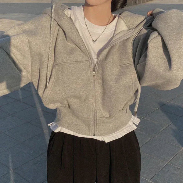 Sweat à capuche femme – Coupe oversize – Polaire douce – Zippé – Poche kangourou