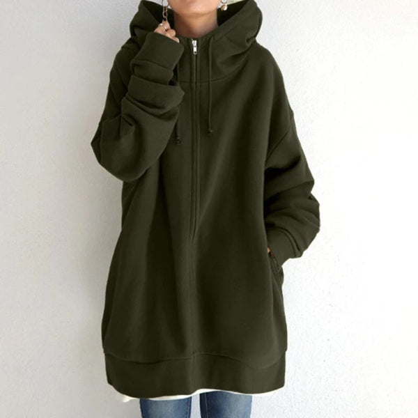 Sweat à capuche femme – Coupe oversize – Doux et chaud – Zippé – Manches longues