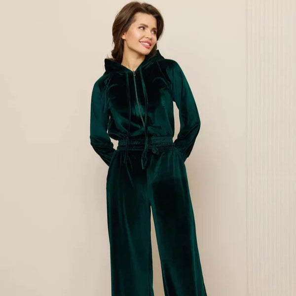 Ensemble loungewear femme – Polaire doux – Coupe ample – Sweat à capuche – Pantalon large