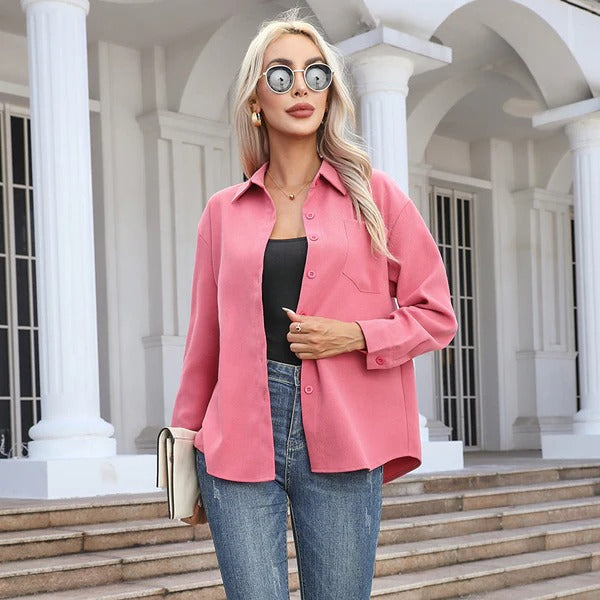 Blouse femme – Coupe décontractée – Tissu respirant doux – Manches longues boutonnées