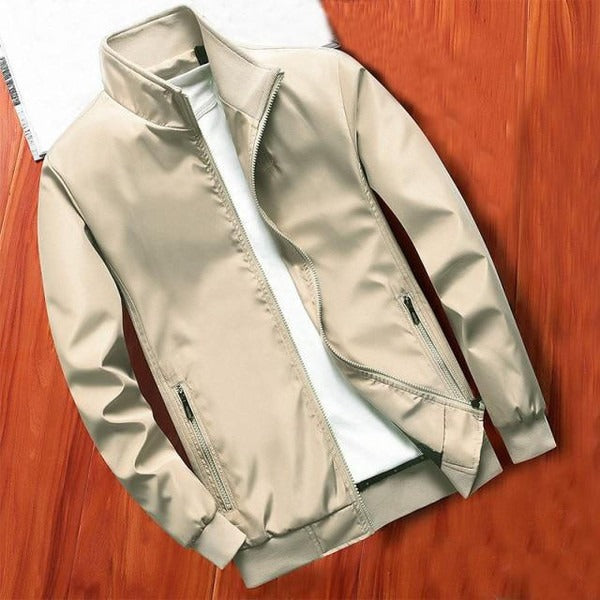 Veste coupe-vent homme – Coupe slim – Col montant – Poches zippées – Bords côtelés