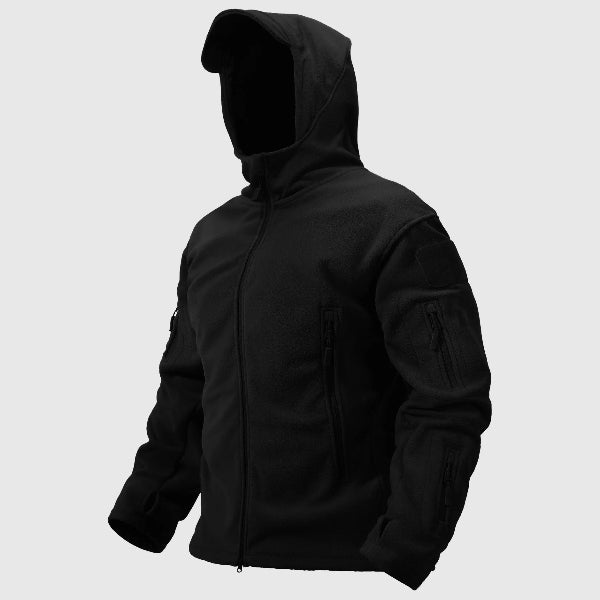 Manteau thermique homme – Coupe structurée – Polaire chaude – Capuche – Poches zippées