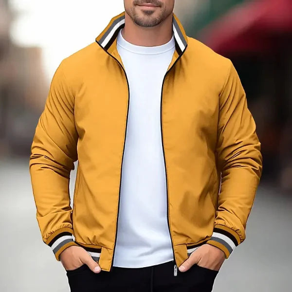 Veste homme – Coupe régulière – Tissu léger respirant – Col montant zippé