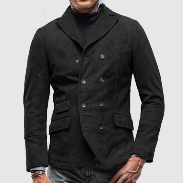 Blazer homme – Coupe slim – Texture effet suède – Double boutonnage – Col à revers