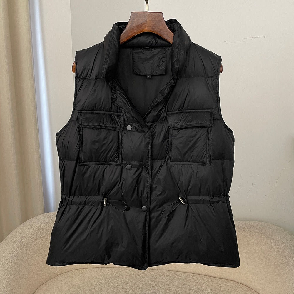 Veste sans manches femme – Matelassée – Coupe décontractée – Taille réglable – Boutons pression