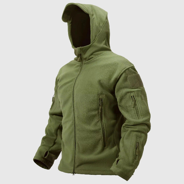 Manteau thermique homme – Coupe structurée – Polaire chaude – Capuche – Poches zippées
