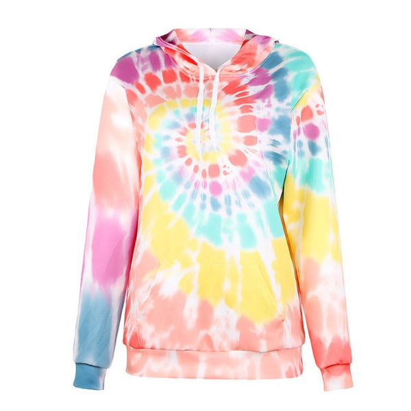 Sweat à capuche femme – Coupe oversize – Imprimé tie-dye – Coton respirant