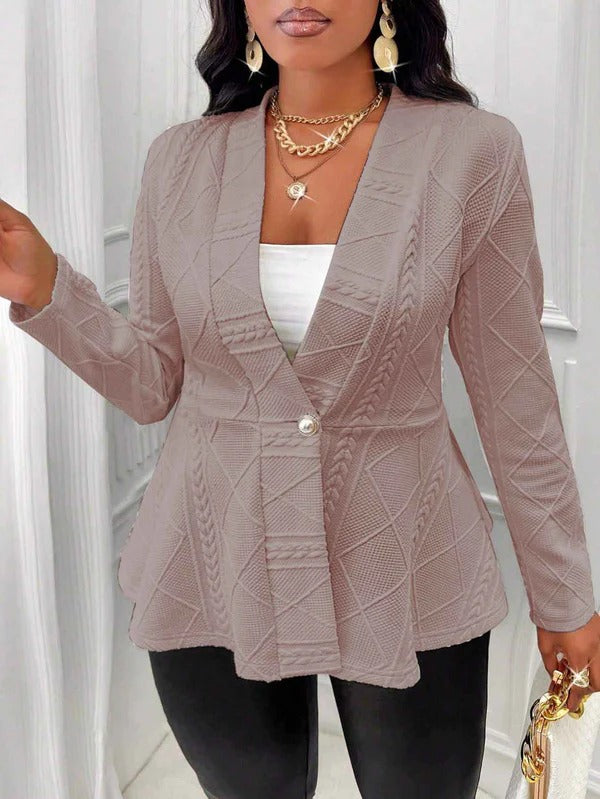 Veste blazer femme – Coupe cintrée – Tissu texturé – Fermeture un bouton