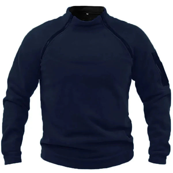 Sweatshirt tactique homme – Coupe regular – Polaire respirante – Col montant zippé