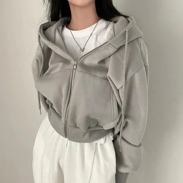 Sweat à capuche femme – Coupe oversize – Polaire douce – Zippé – Poche kangourou