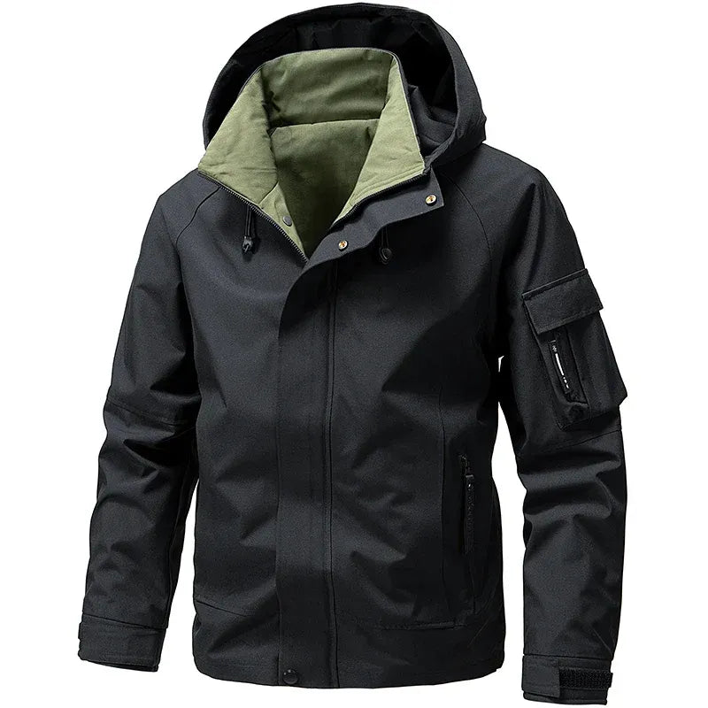 Homme Veste - Mélange Tissé - Coupe Régulière - Col montant avec capuche réglable