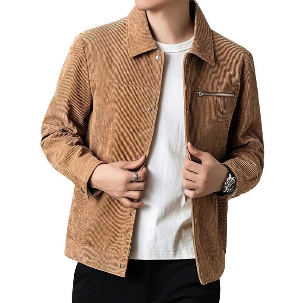 Veste homme – Coupe régulière – Velours côtelé – Poche poitrine zippée – Boutonnée