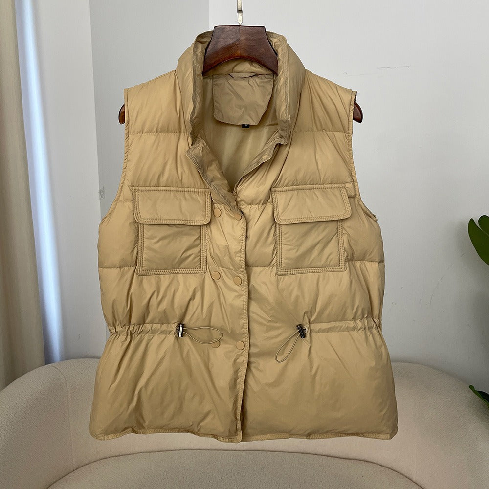 Veste sans manches femme – Matelassée – Coupe décontractée – Taille réglable – Boutons pression