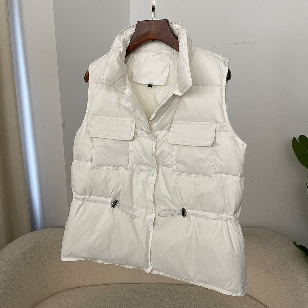 Veste sans manches femme – Matelassée – Coupe décontractée – Taille réglable – Boutons pression