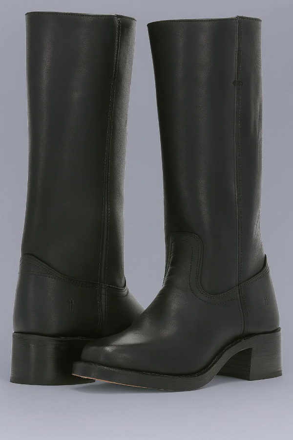 Bottes cavalières femme – Cuir lisse – Talon bloc – Coupe structurée mollet