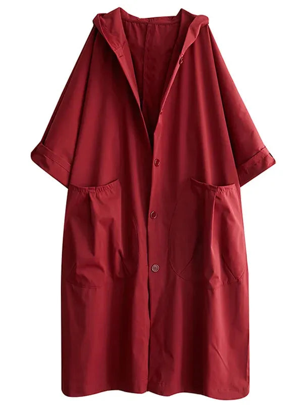 Manteau trench femme – Coupe oversize – Déperlant – Capuche – Longue à poches
