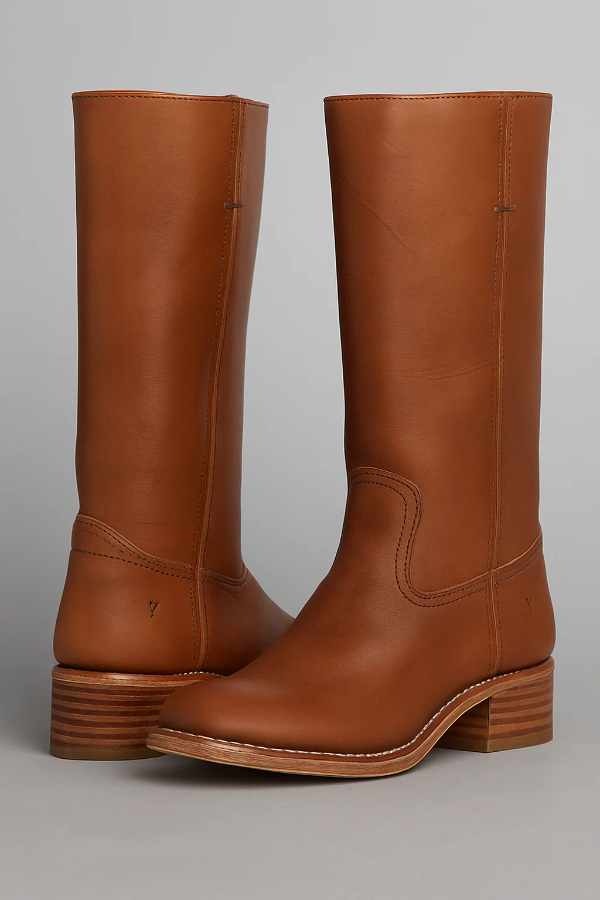 Bottes cavalières femme – Cuir lisse – Talon bloc – Coupe structurée mollet