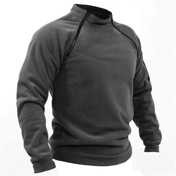 Sweatshirt tactique homme – Coupe regular – Polaire respirante – Col montant zippé